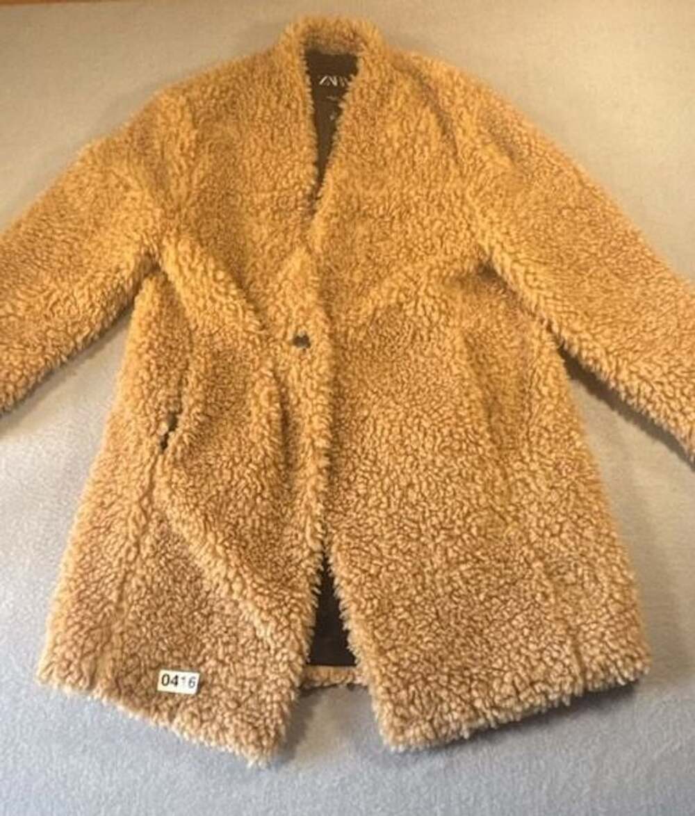 Zara Brown Faux Shearling Teddy Bear Coat Size XS - Picture 3 of 7